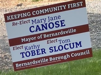 Keeping Community First yard sign in Bernardsville neighborhood